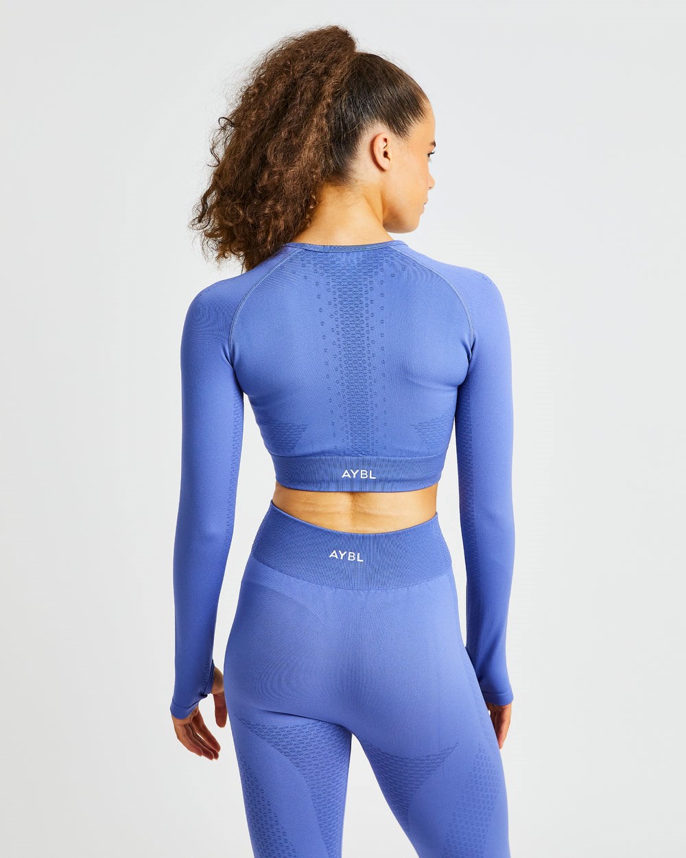 AYBL Ignite Seamless Long Sleeve Crop Top Niebieskie | 547392-SBV