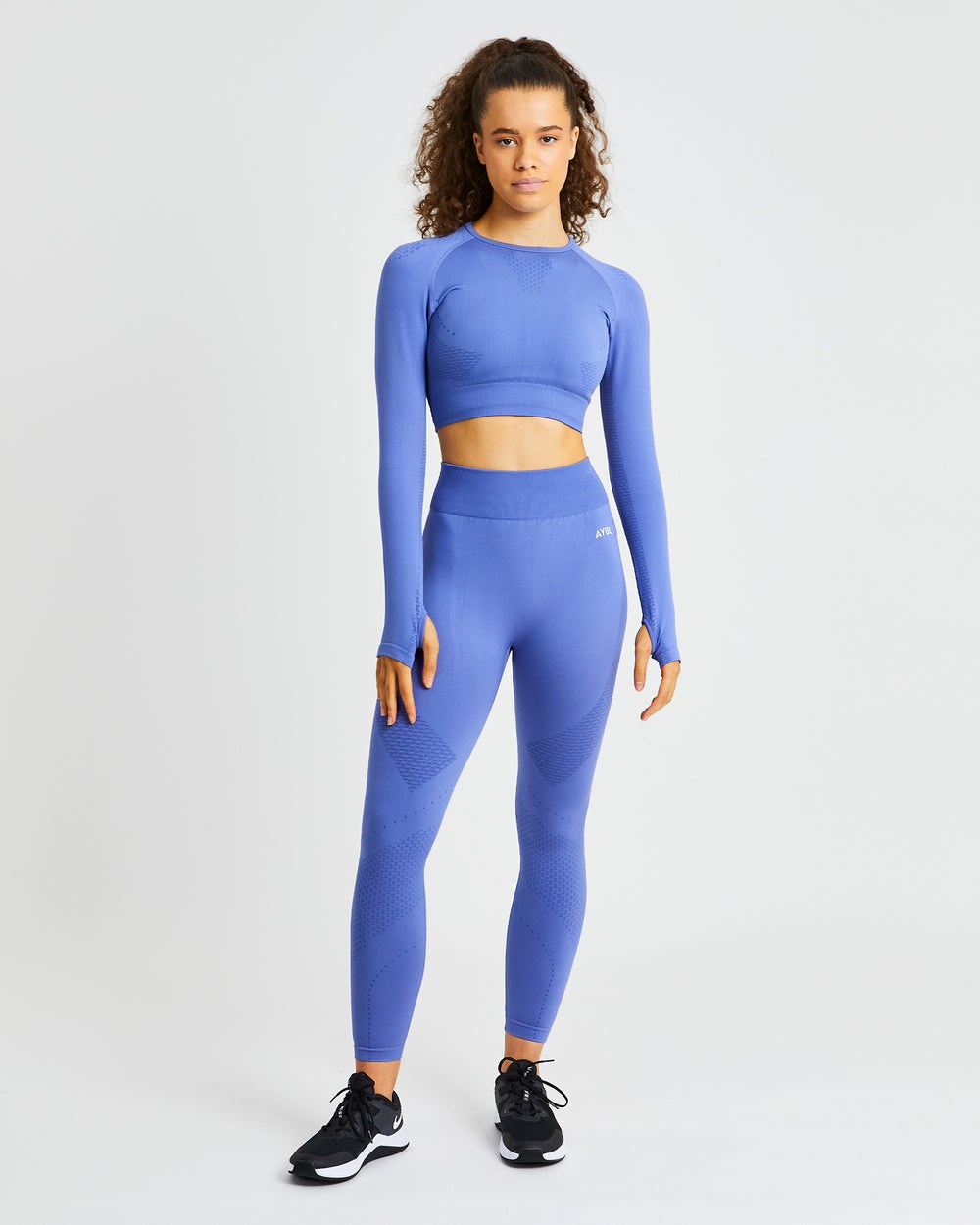 AYBL Ignite Seamless Long Sleeve Crop Top Niebieskie | 547392-SBV