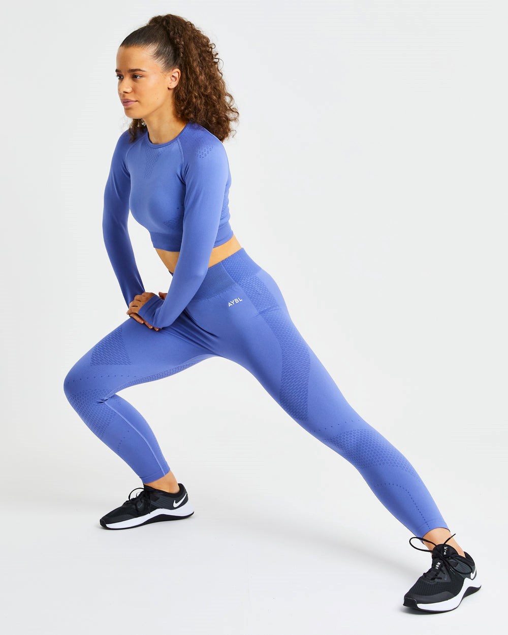 AYBL Ignite Seamless Long Sleeve Crop Top Niebieskie | 547392-SBV