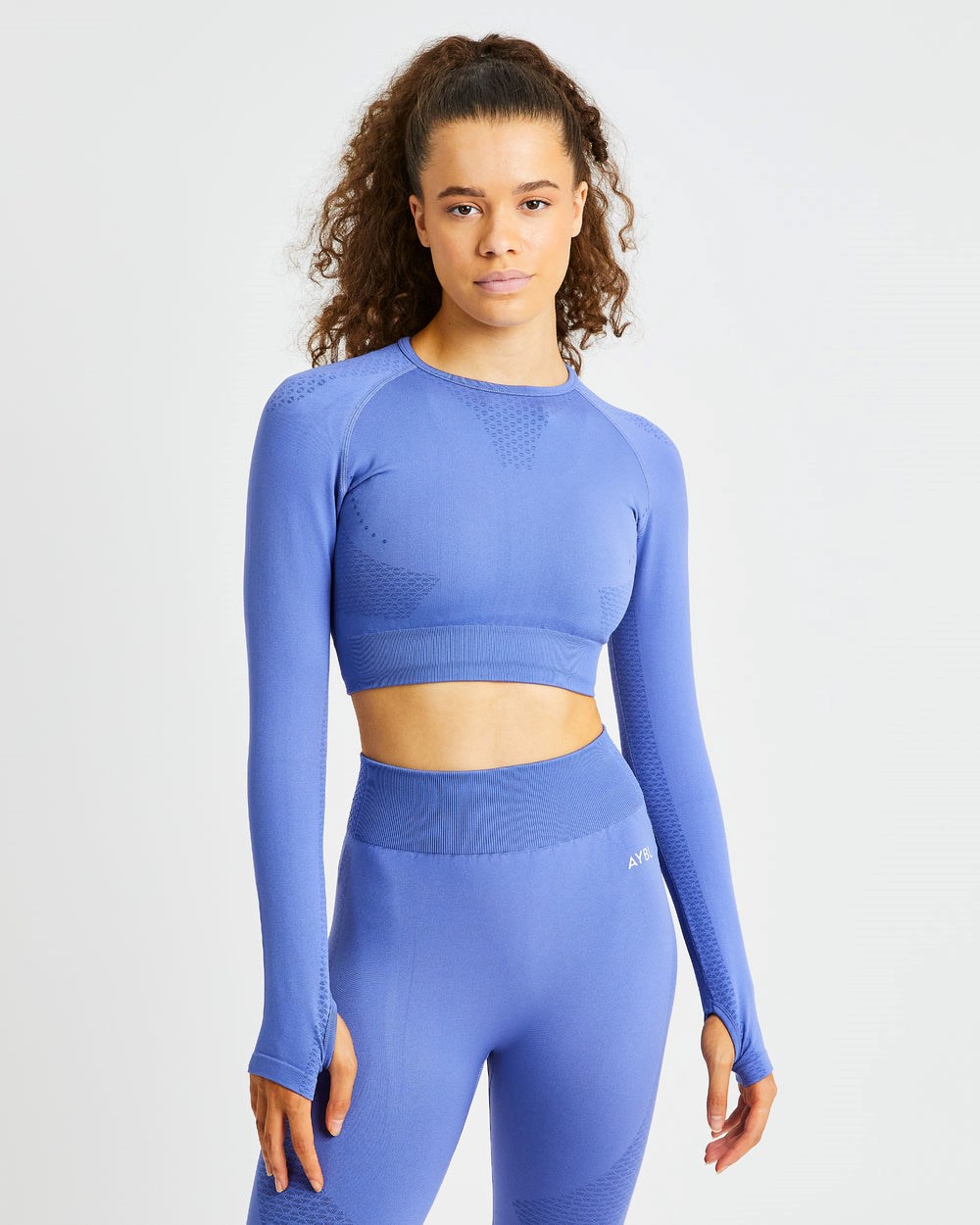 AYBL Ignite Seamless Long Sleeve Crop Top Niebieskie | 873192-AMG