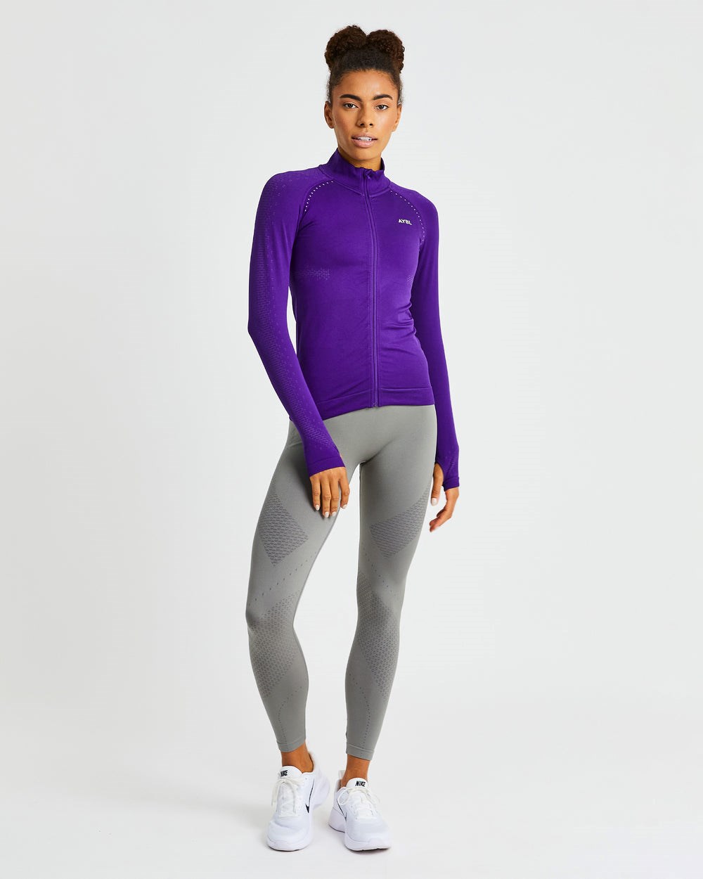 AYBL Ignite Seamless Zip Jacket Fioletowe | 014375-DEX