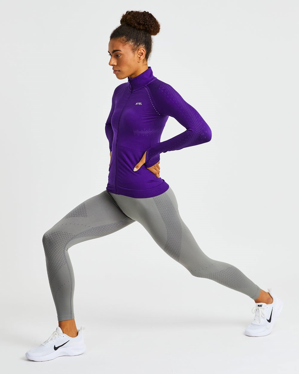 AYBL Ignite Seamless Zip Jacket Fioletowe | 014375-DEX