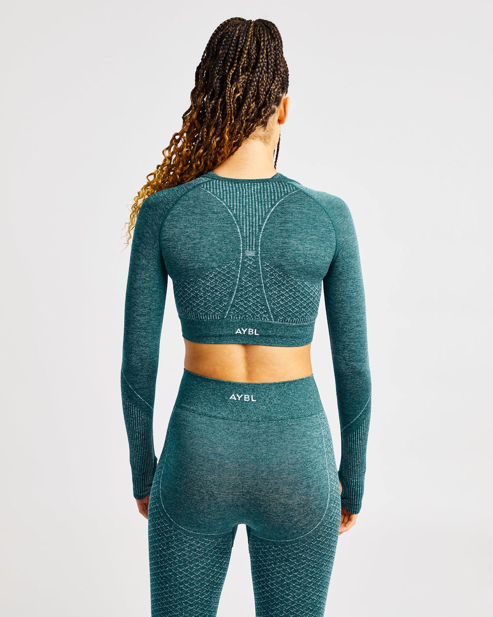 AYBL Impact Seamless Long Sleeve Crop Top Zielone | 537416-TXS