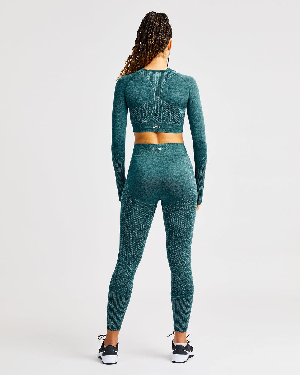 AYBL Impact Seamless Long Sleeve Crop Top Zielone | 537416-TXS