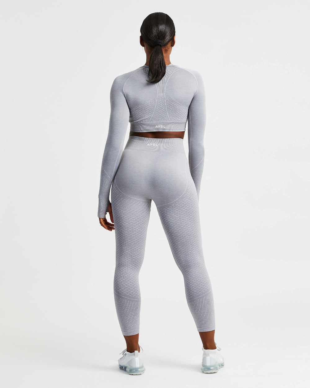 AYBL Impact Seamless Long Sleeve Crop Top Szare | 803479-WFZ