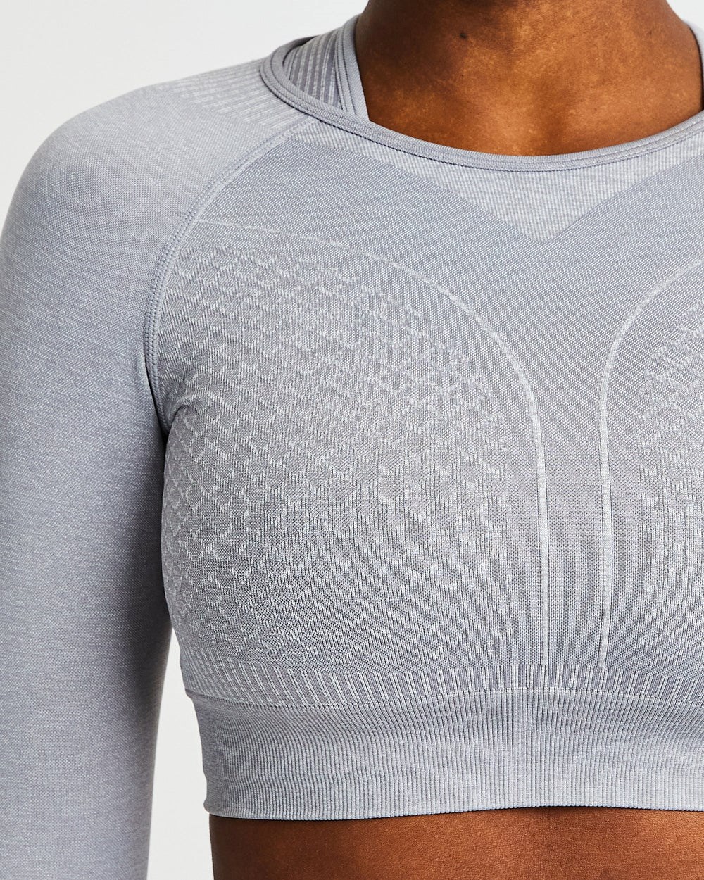 AYBL Impact Seamless Long Sleeve Crop Top Szare | 803479-WFZ