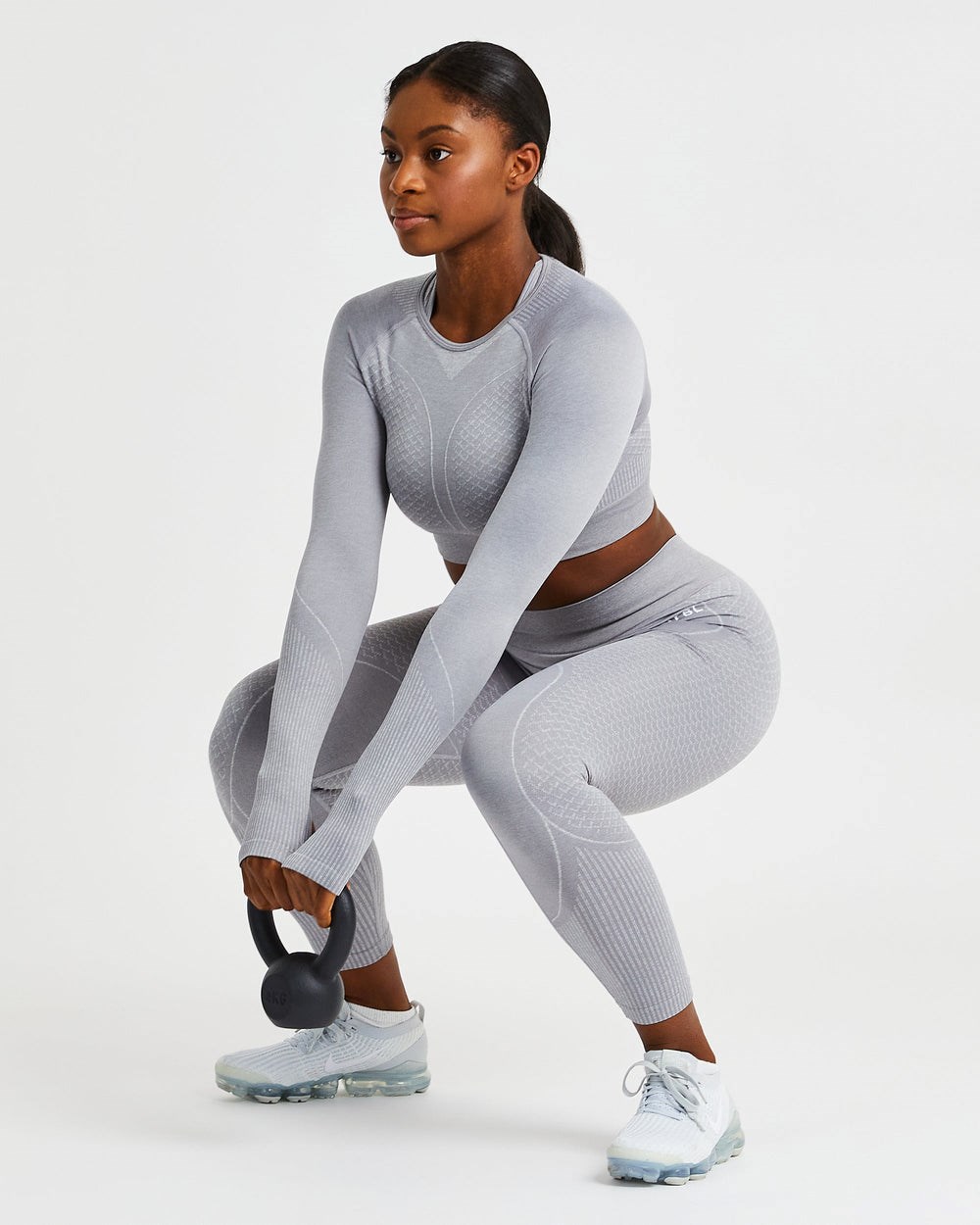 AYBL Impact Seamless Long Sleeve Crop Top Szare | 803479-WFZ