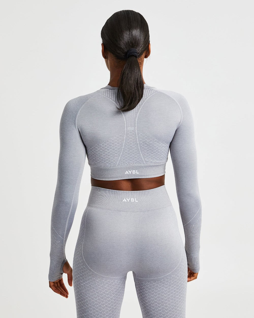 AYBL Impact Seamless Long Sleeve Crop Top Szare | 857123-JPT