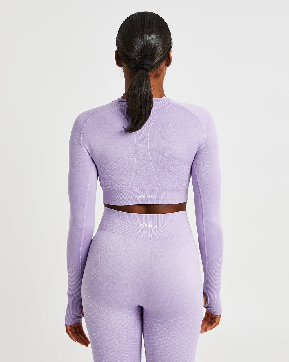 AYBL Impact Seamless Long Sleeve Crop Top Lilac | 958271-GJM