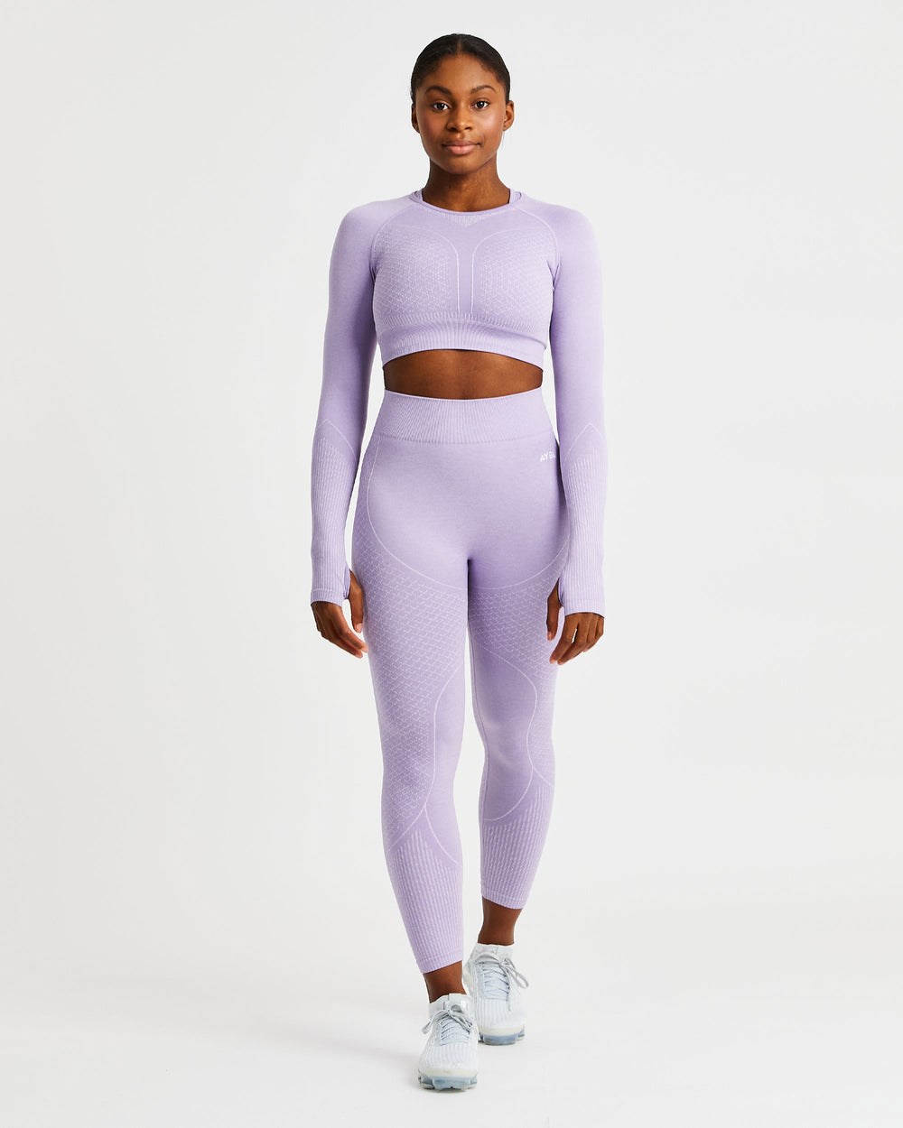 AYBL Impact Seamless Long Sleeve Crop Top Lilac | 958271-GJM