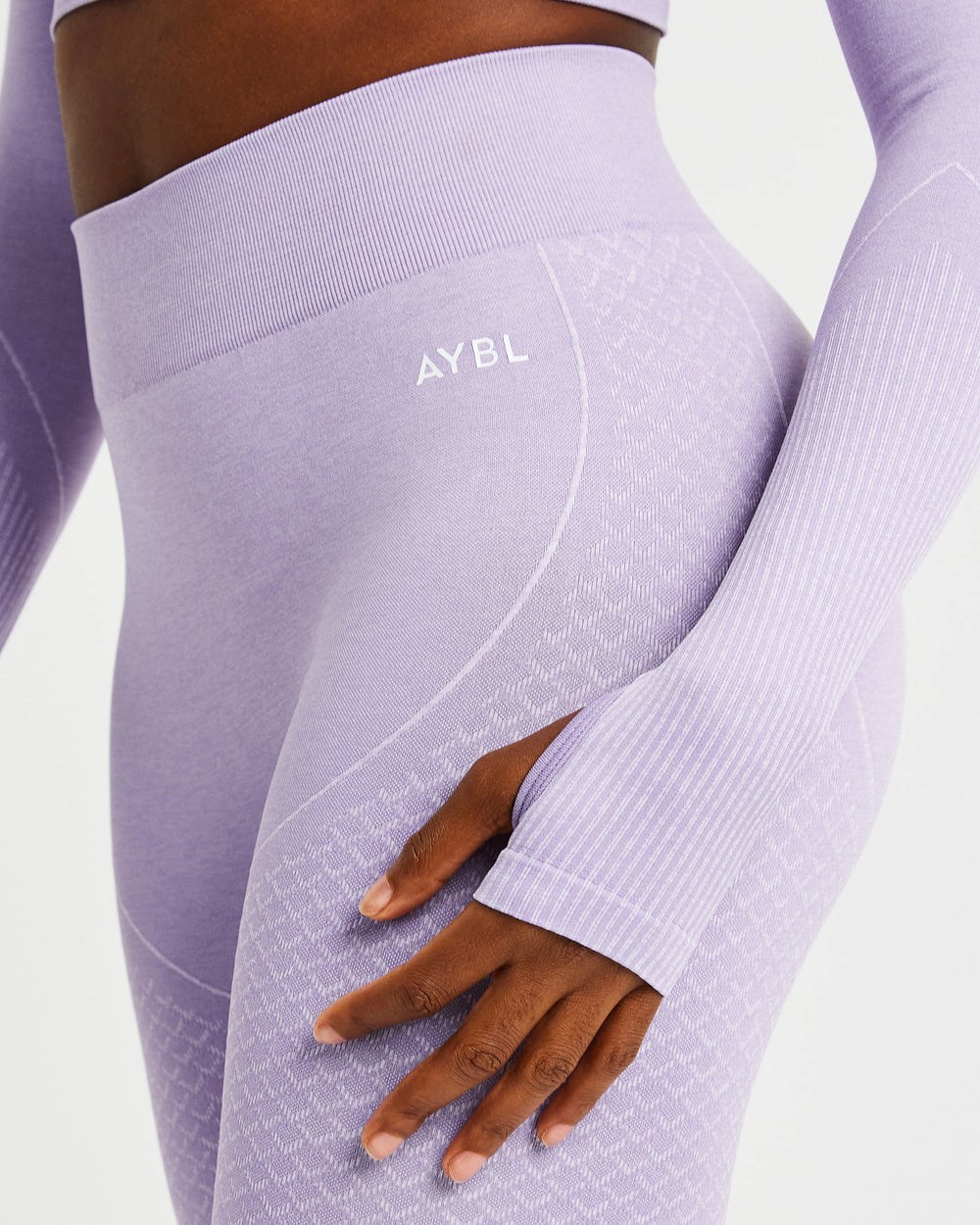 AYBL Impact Seamless Long Sleeve Crop Top Lilac | 958271-GJM