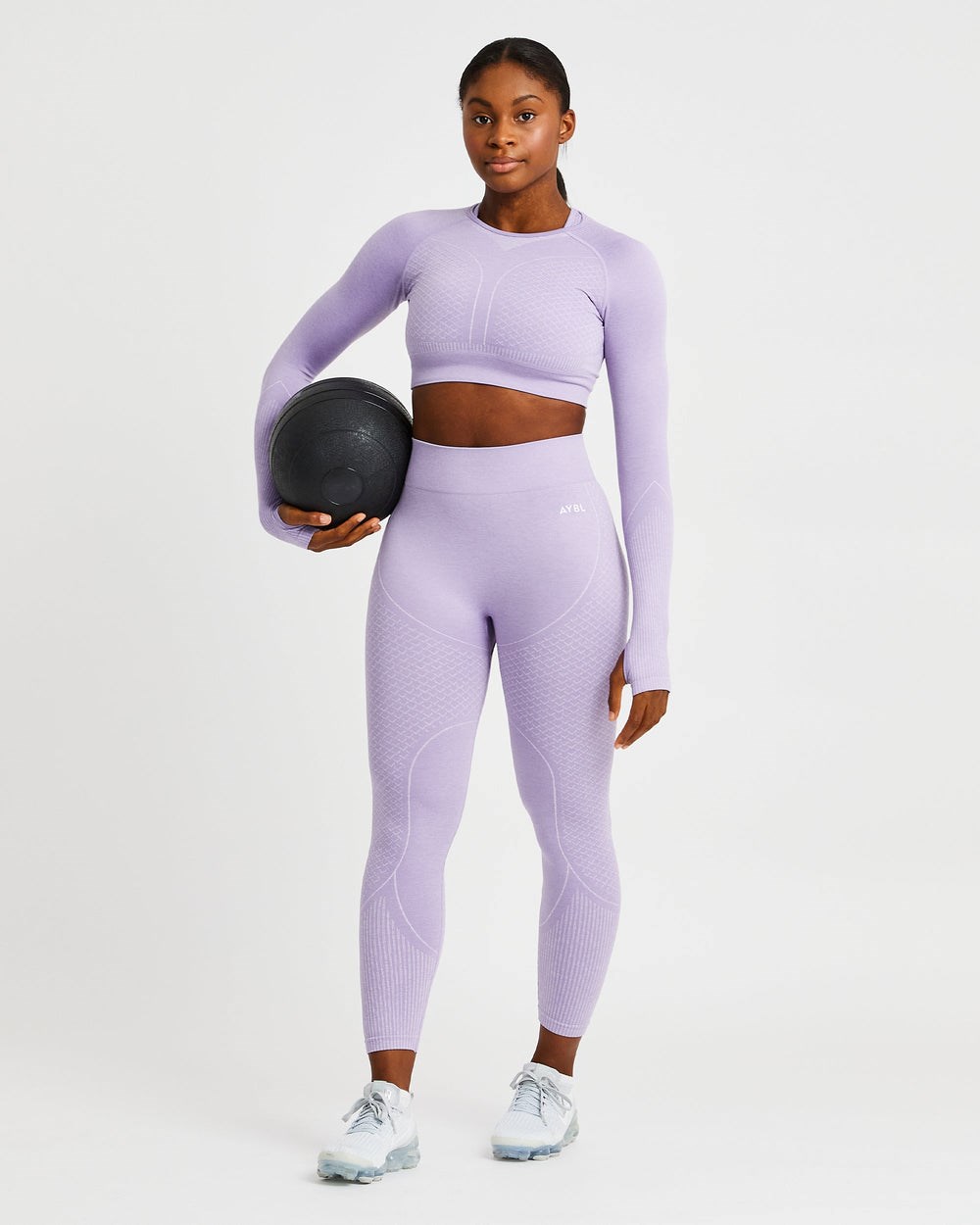 AYBL Impact Seamless Long Sleeve Crop Top Lilac | 958271-GJM