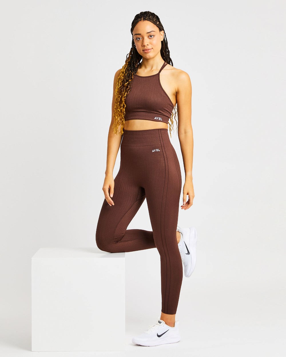 AYBL Luxe Seamless Crop Tank Top Brązowe | 701582-GVE