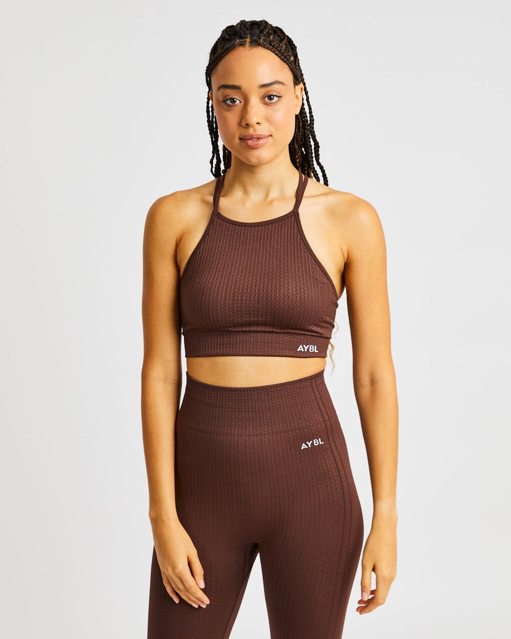 AYBL Luxe Seamless Crop Tank Top Brązowe | 701582-GVE