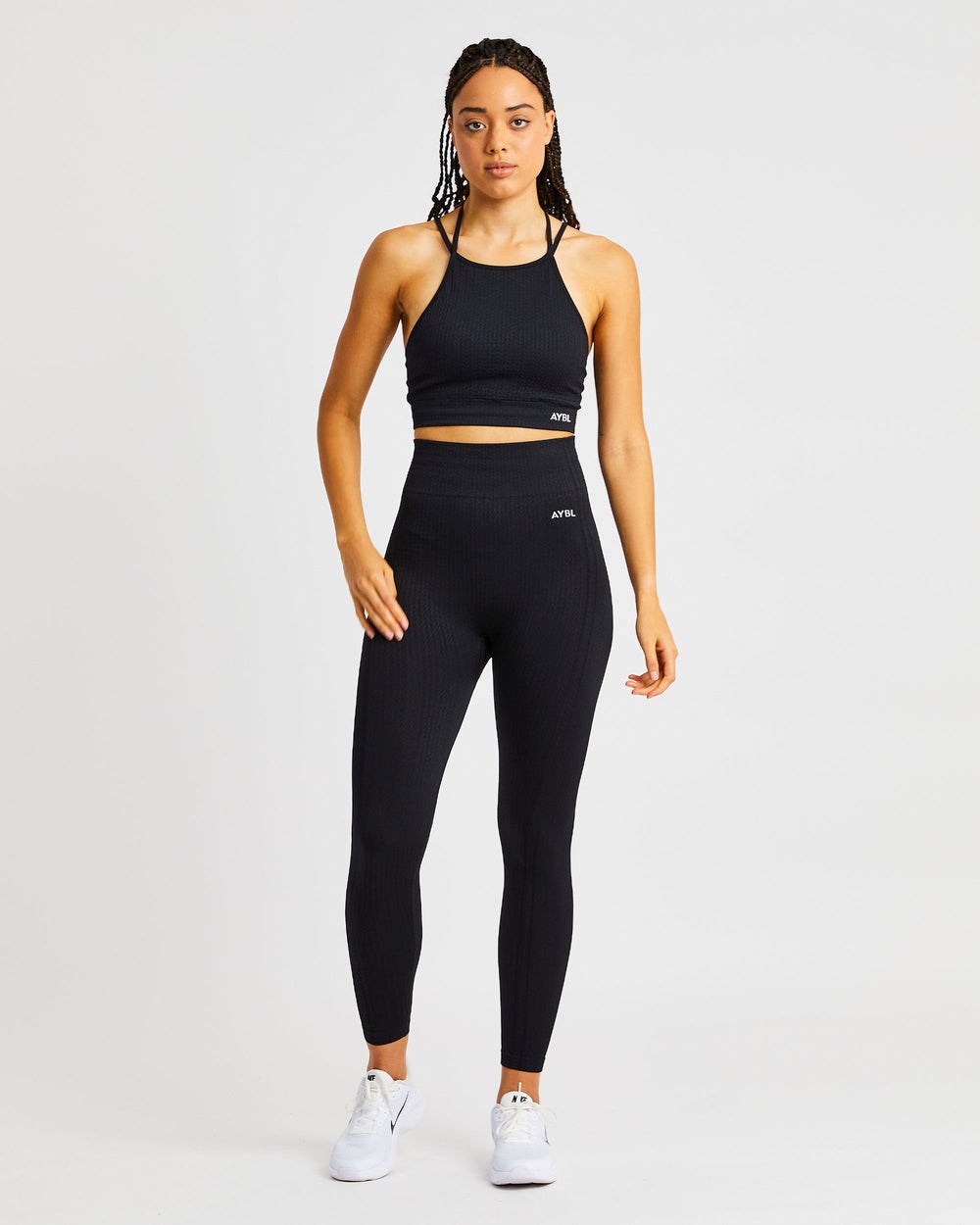 AYBL Luxe Seamless Crop Tank Top Czarne | 910657-RWY