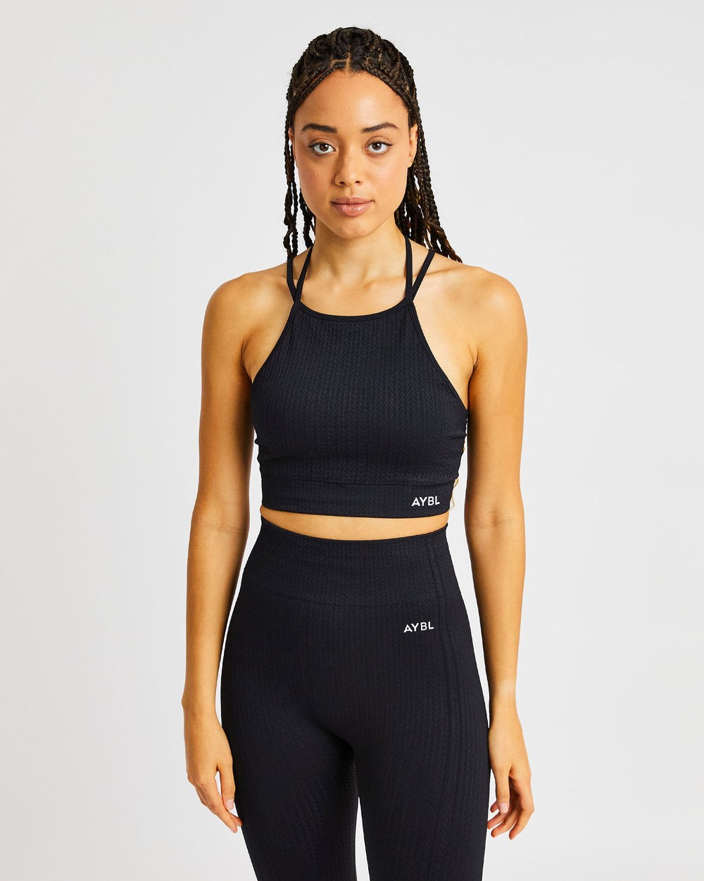 AYBL Luxe Seamless Crop Tank Top Czarne | 968502-NFJ