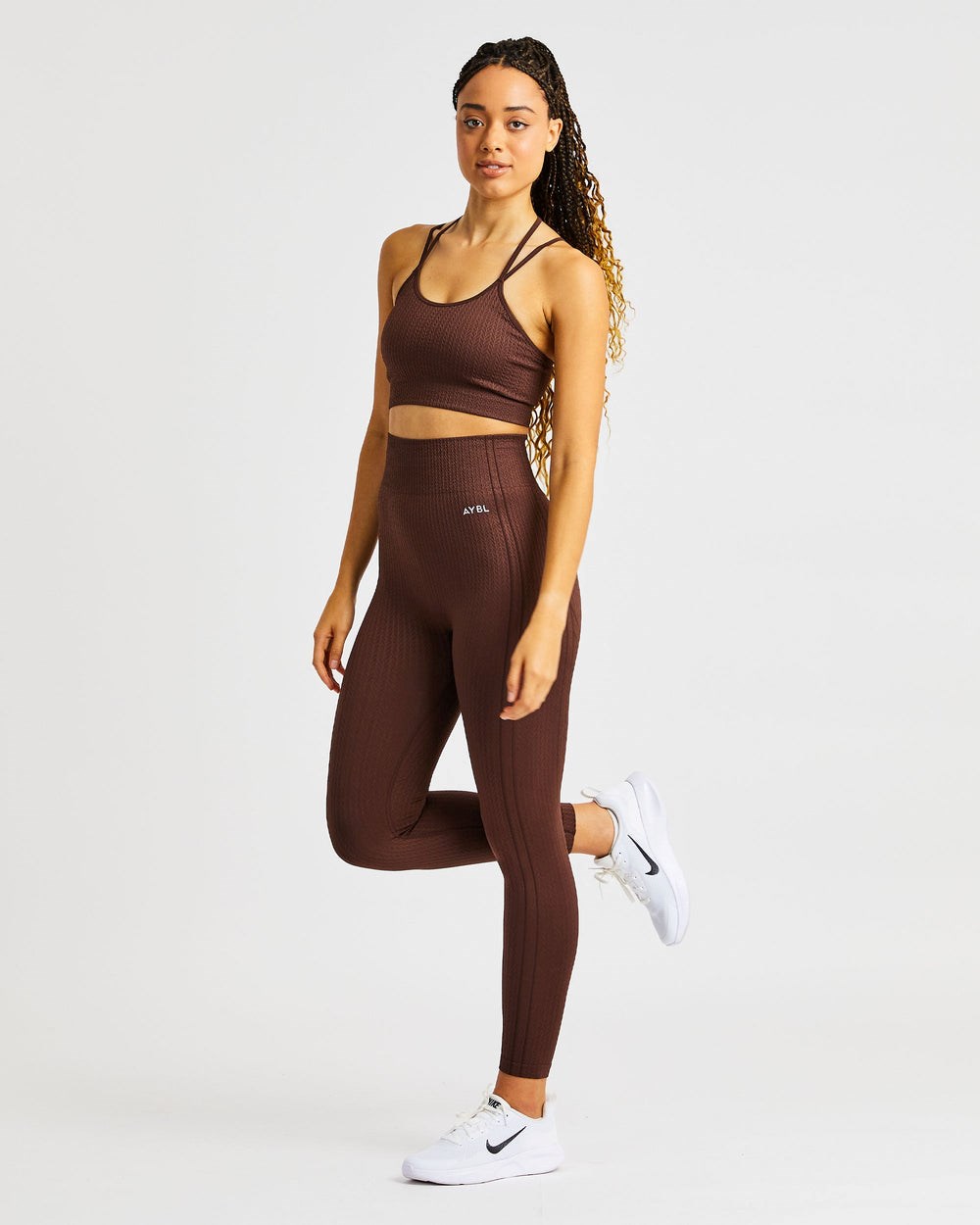 AYBL Luxe Seamless Leggings Brązowe | 914873-SAI