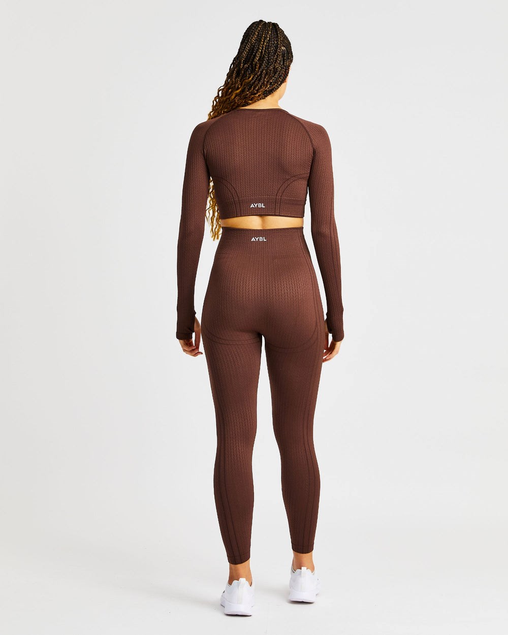 AYBL Luxe Seamless Long Sleeve Crop Top Brązowe | 052918-HZV