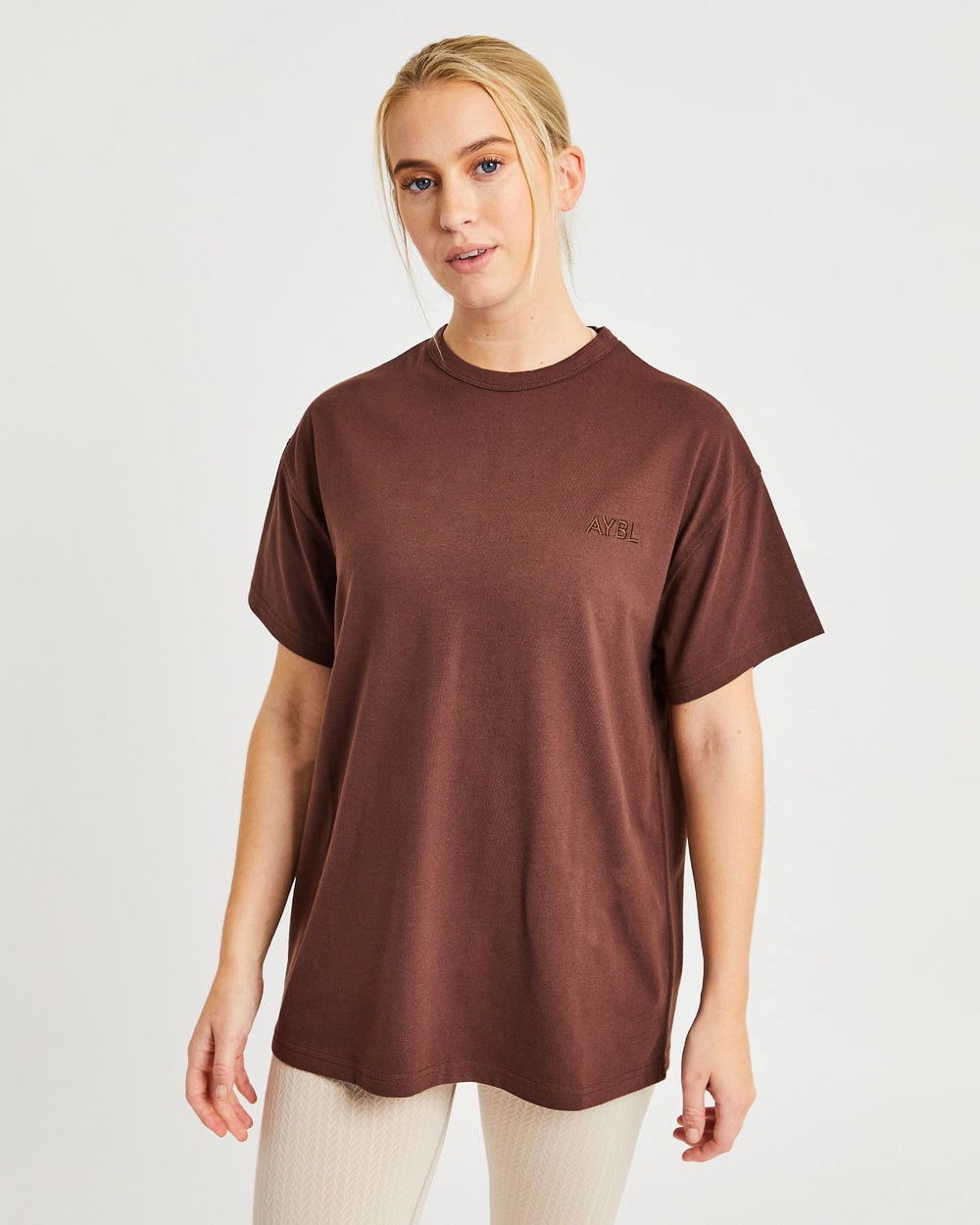 AYBL Luxe T Shirt Brązowe | 432618-EBO