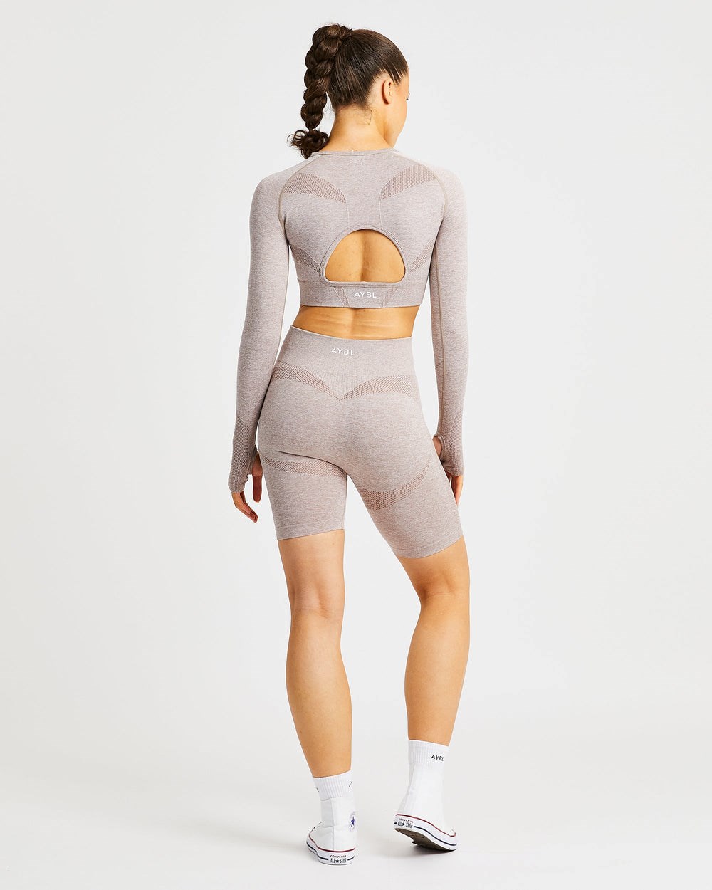 AYBL Motion Seamless Long Sleeve Crop Top Beżowe | 092145-QTF