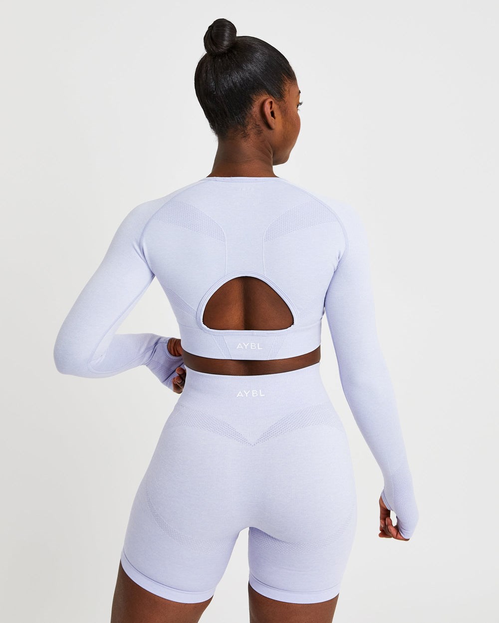 AYBL Motion Seamless Long Sleeve Crop Top Niebieskie | 183079-BRT