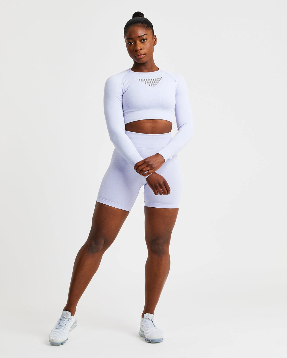 AYBL Motion Seamless Long Sleeve Crop Top Niebieskie | 183079-BRT