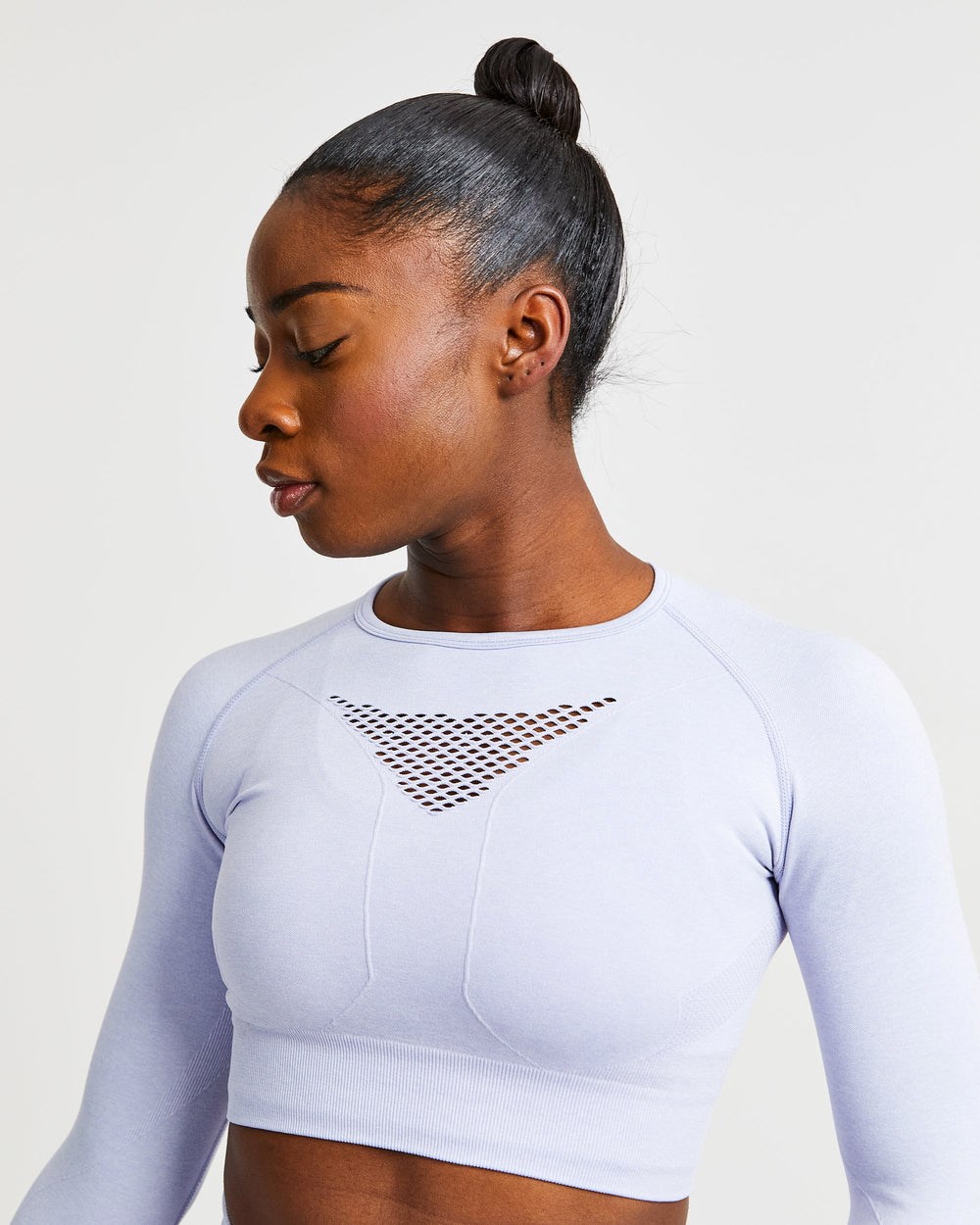 AYBL Motion Seamless Long Sleeve Crop Top Niebieskie | 183079-BRT