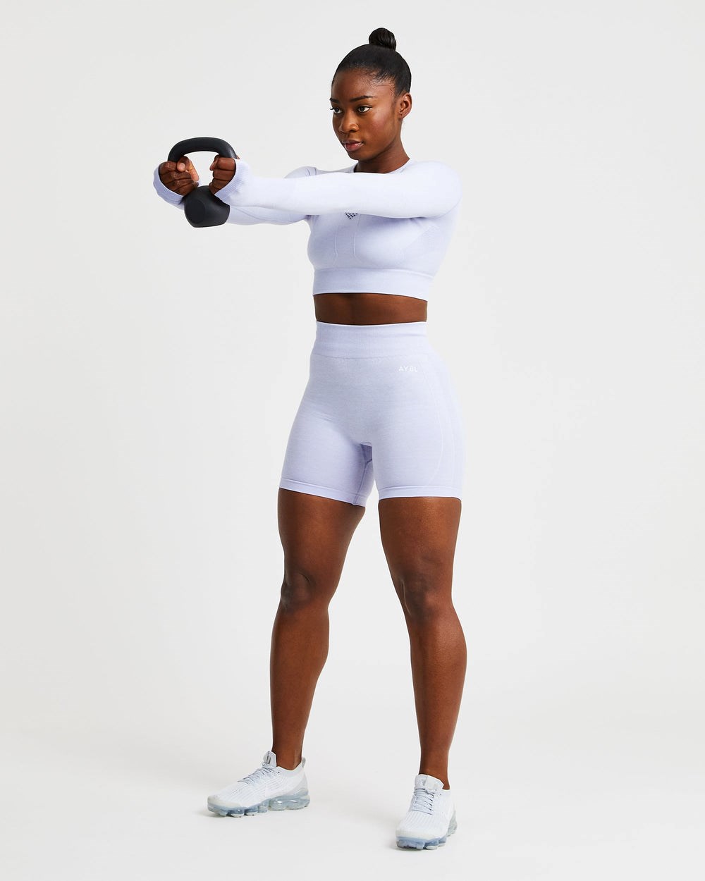 AYBL Motion Seamless Long Sleeve Crop Top Niebieskie | 183079-BRT