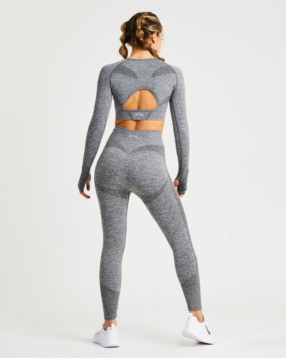 AYBL Motion Seamless Long Sleeve Crop Top Szare | 185930-VZA