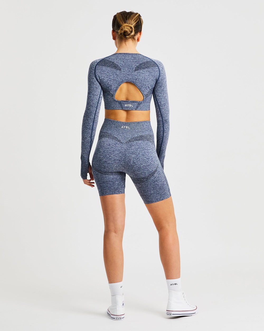 AYBL Motion Seamless Long Sleeve Crop Top Granatowe | 265749-YHT