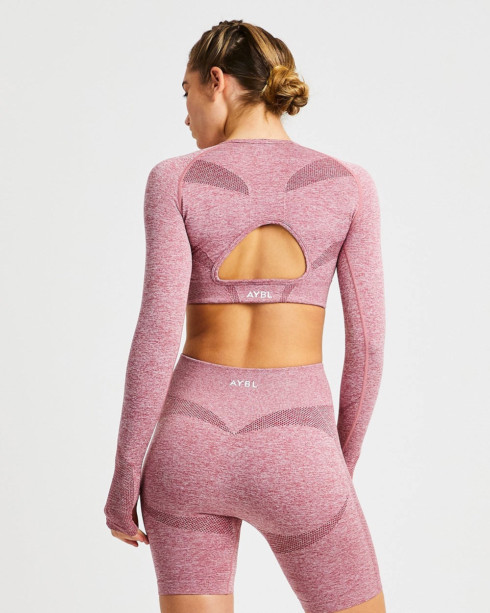 AYBL Motion Seamless Long Sleeve Crop Top Czerwone | 286305-WKP