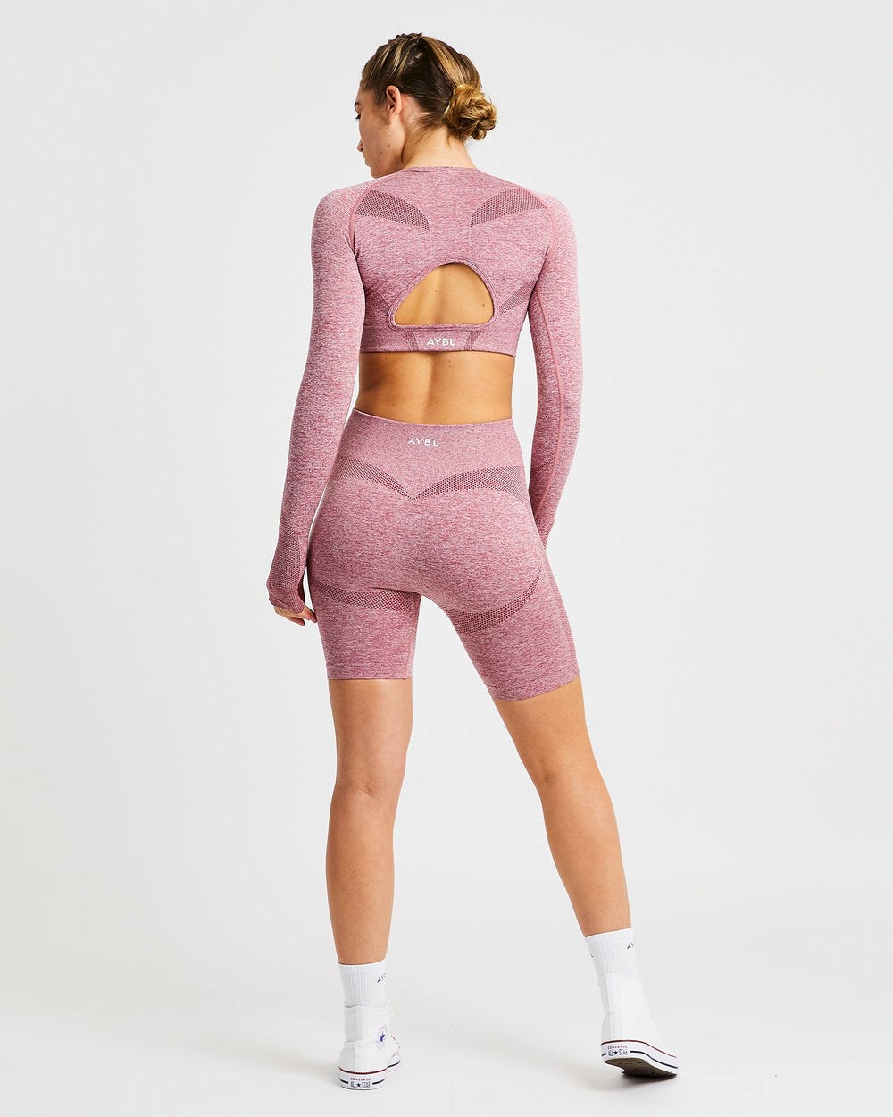 AYBL Motion Seamless Long Sleeve Crop Top Czerwone | 286305-WKP