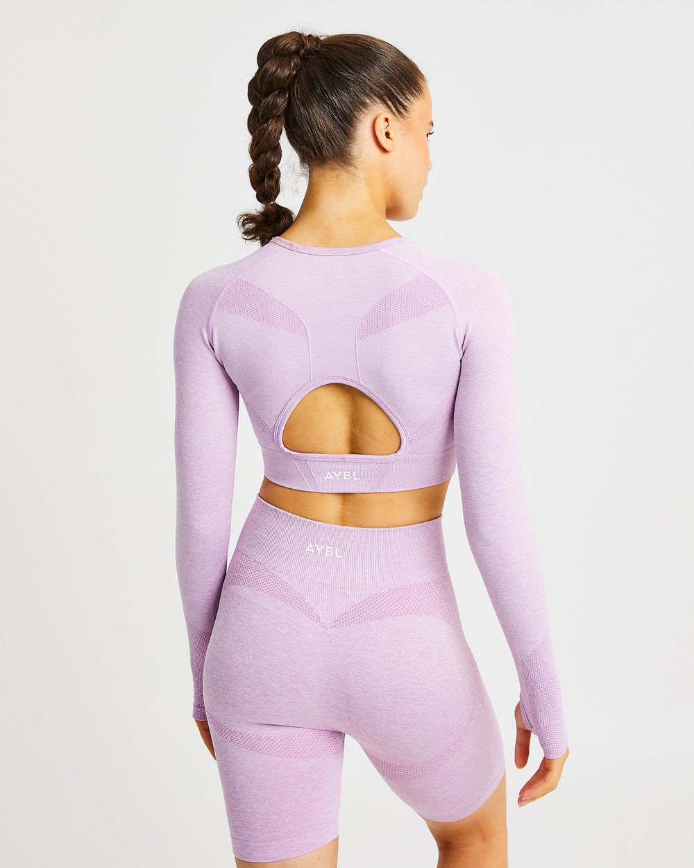 AYBL Motion Seamless Long Sleeve Crop Top Różowe | 305491-GKS