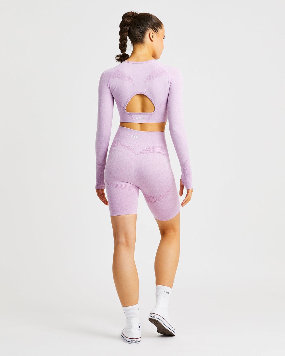 AYBL Motion Seamless Long Sleeve Crop Top Różowe | 305491-GKS