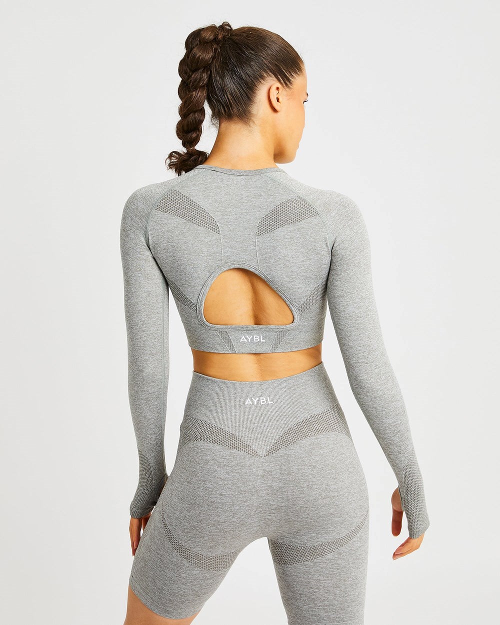 AYBL Motion Seamless Long Sleeve Crop Top Khaki | 350162-AYQ