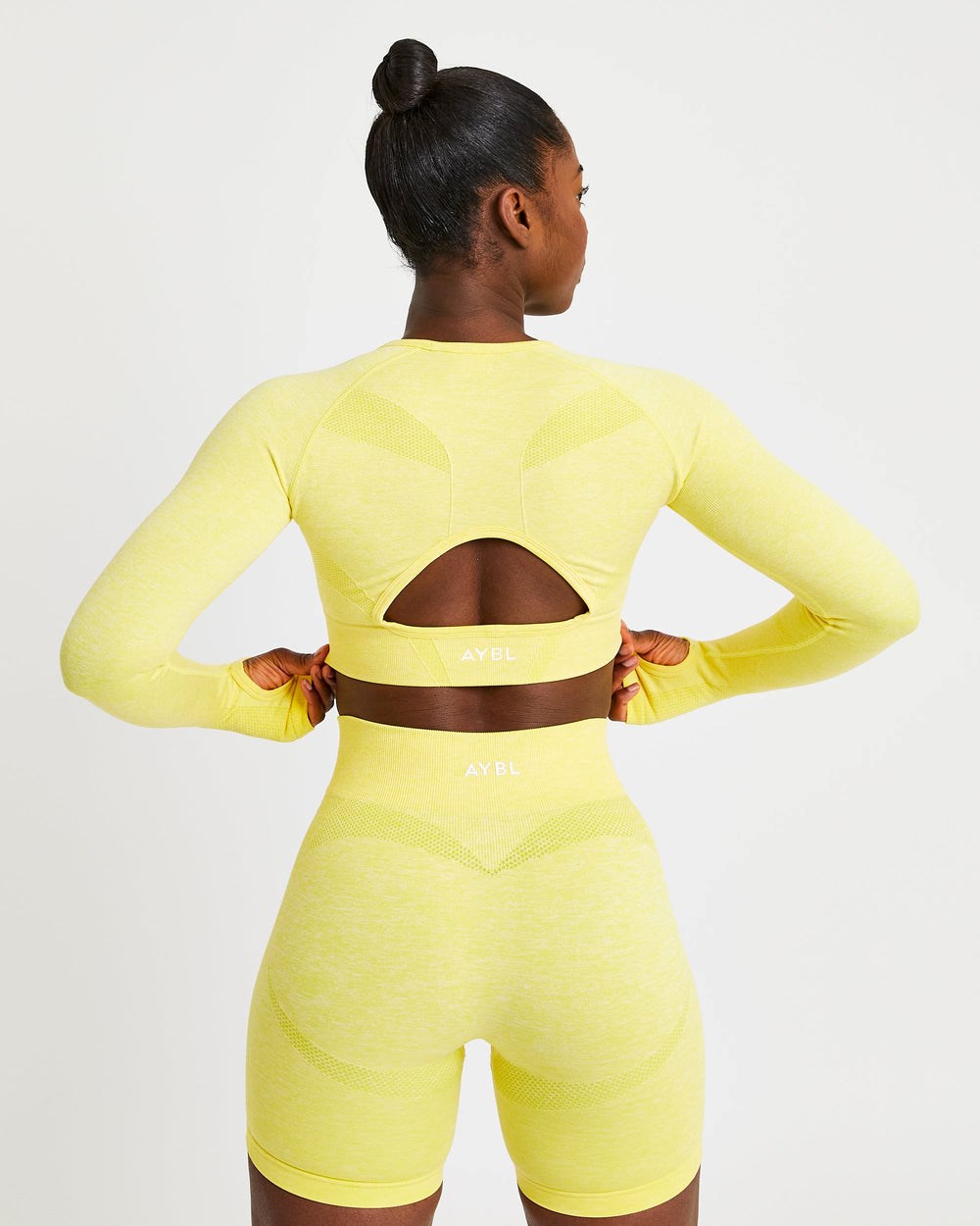 AYBL Motion Seamless Long Sleeve Crop Top Żółte | 352879-FRP