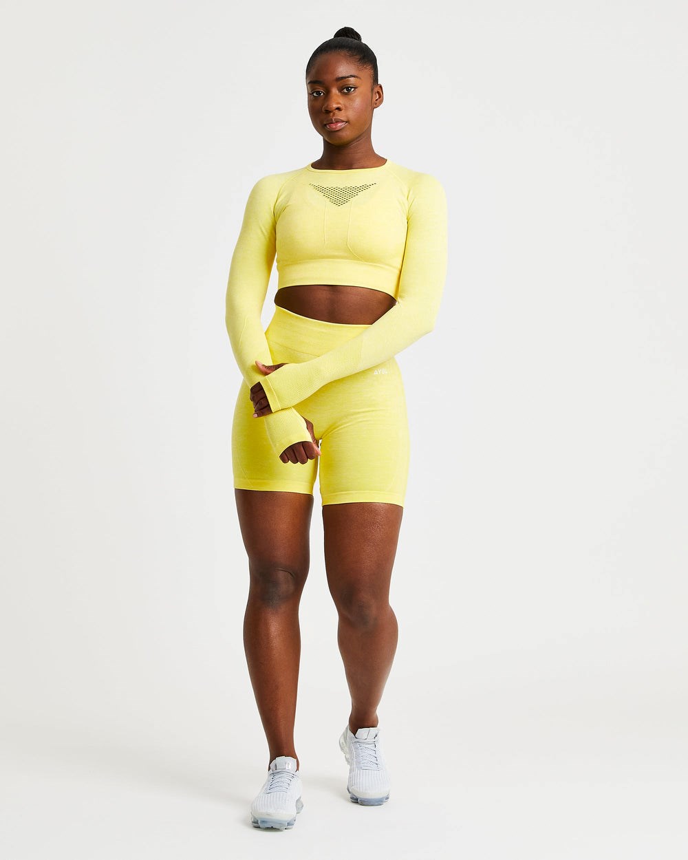 AYBL Motion Seamless Long Sleeve Crop Top Żółte | 352879-FRP