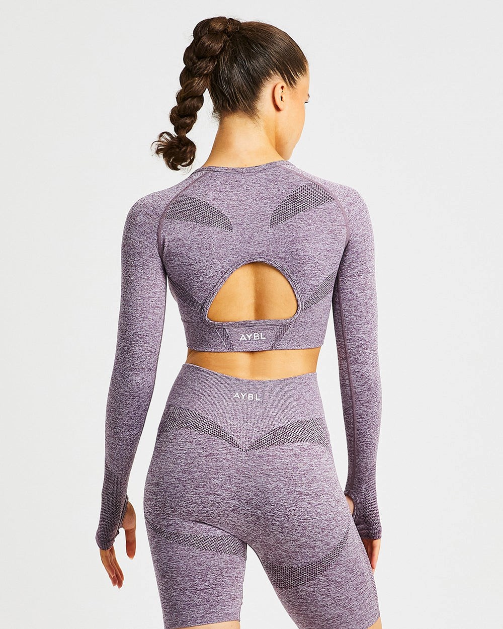 AYBL Motion Seamless Long Sleeve Crop Top Fioletowe | 361085-TCG