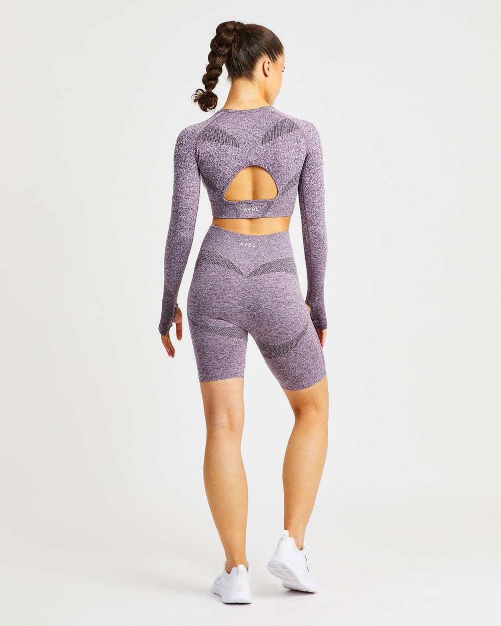 AYBL Motion Seamless Long Sleeve Crop Top Fioletowe | 361085-TCG