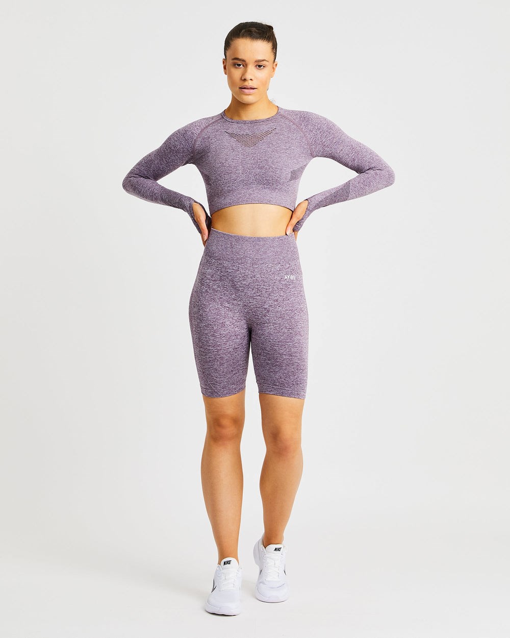 AYBL Motion Seamless Long Sleeve Crop Top Fioletowe | 361085-TCG