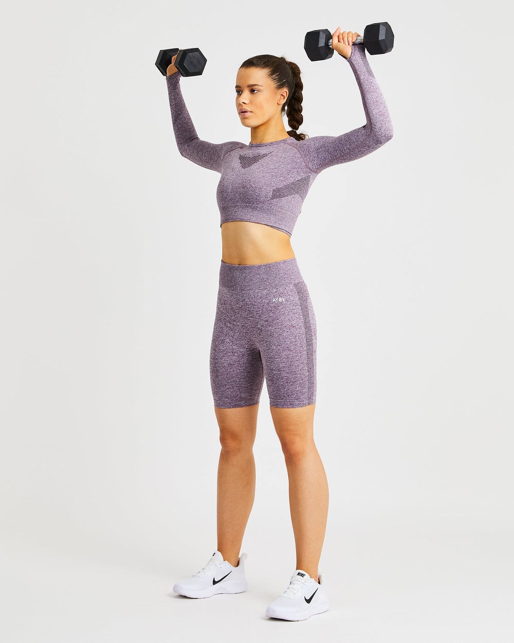 AYBL Motion Seamless Long Sleeve Crop Top Fioletowe | 361085-TCG