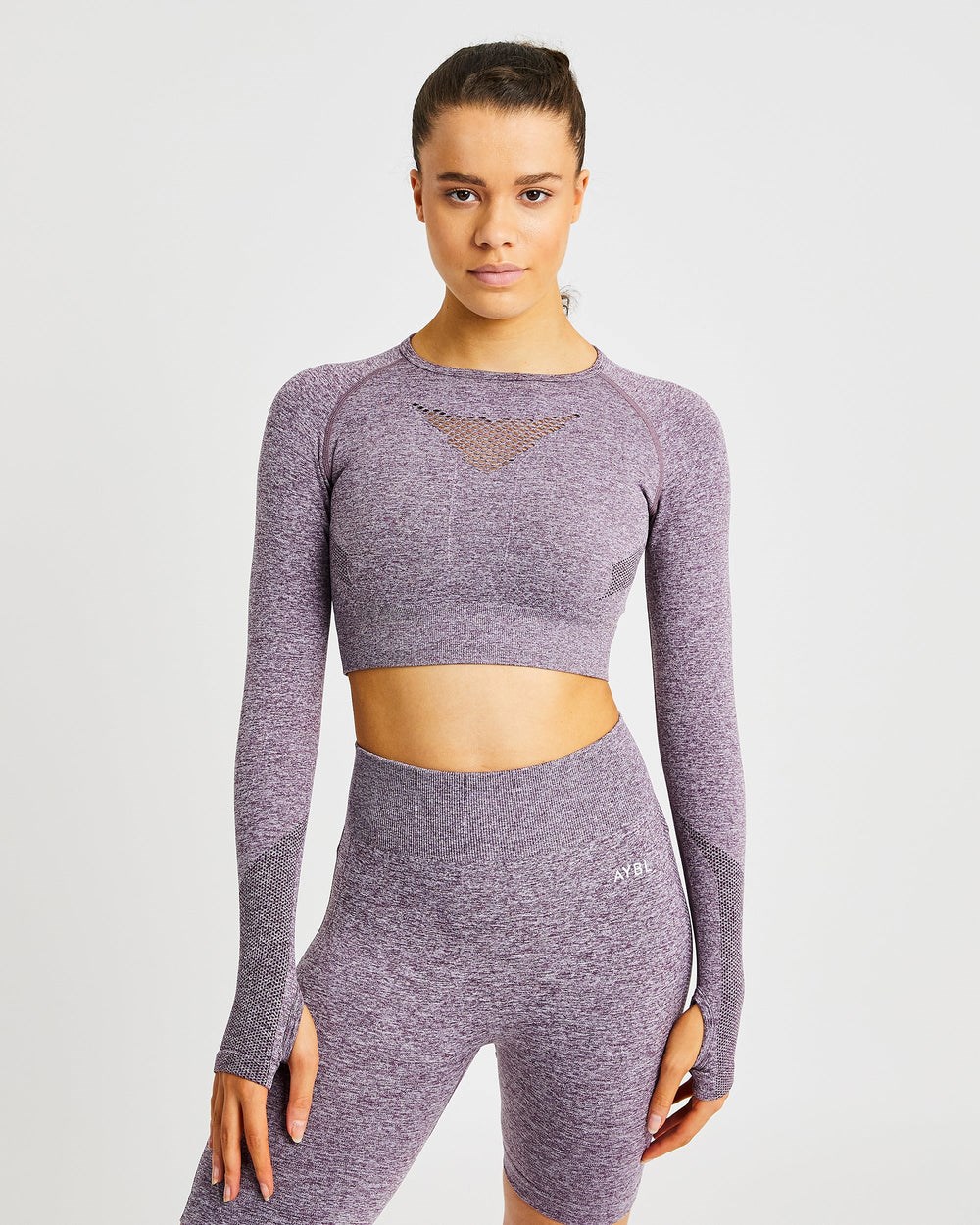 AYBL Motion Seamless Long Sleeve Crop Top Fioletowe | 361085-TCG