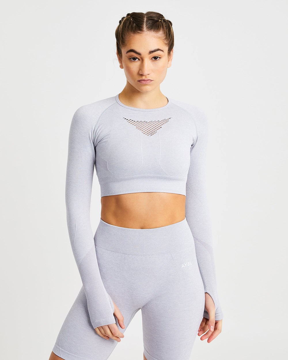 AYBL Motion Seamless Long Sleeve Crop Top Głęboka Szare | 428960-CTE