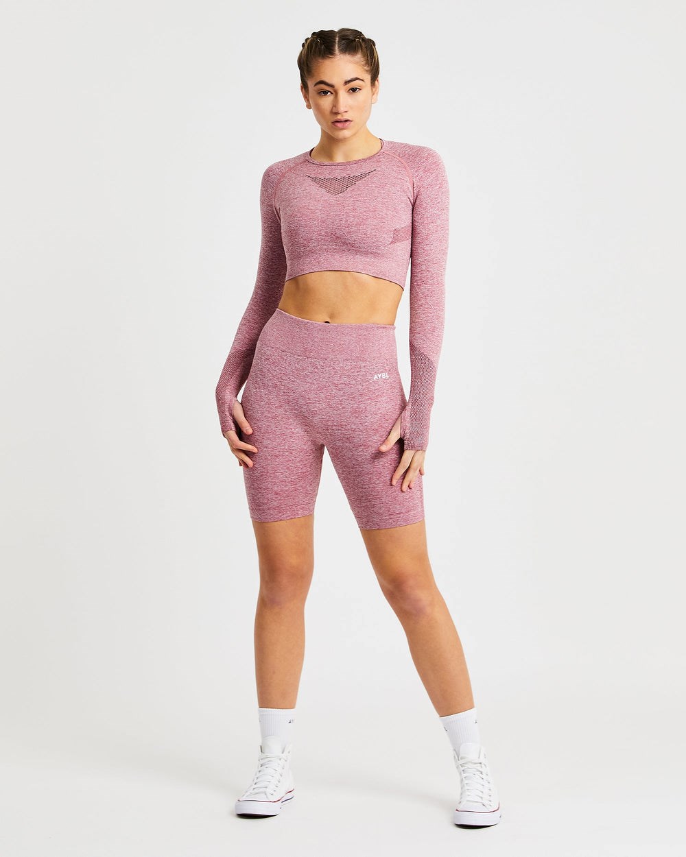 AYBL Motion Seamless Long Sleeve Crop Top Czerwone | 602349-CLJ