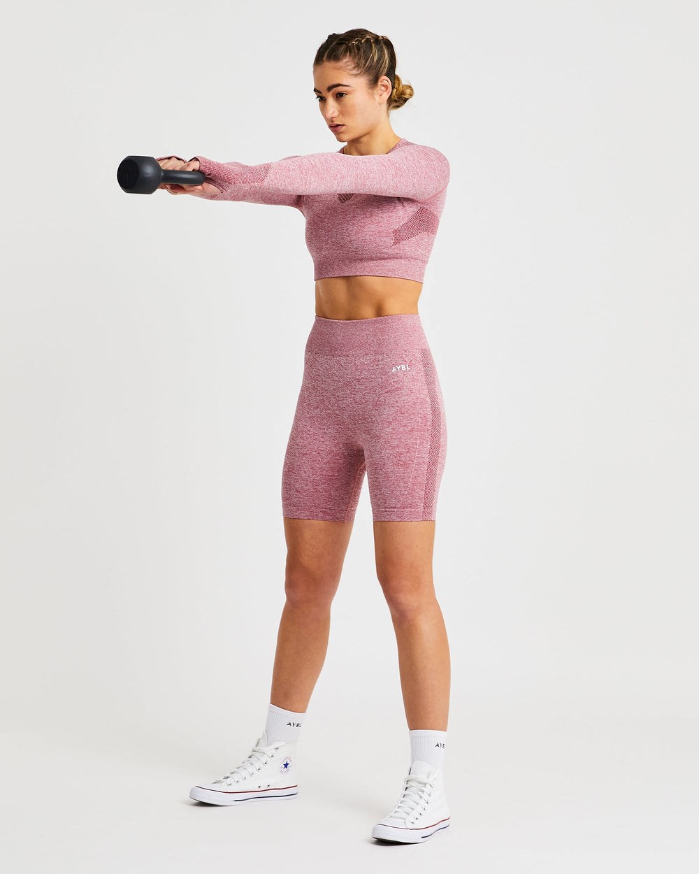 AYBL Motion Seamless Long Sleeve Crop Top Czerwone | 602349-CLJ