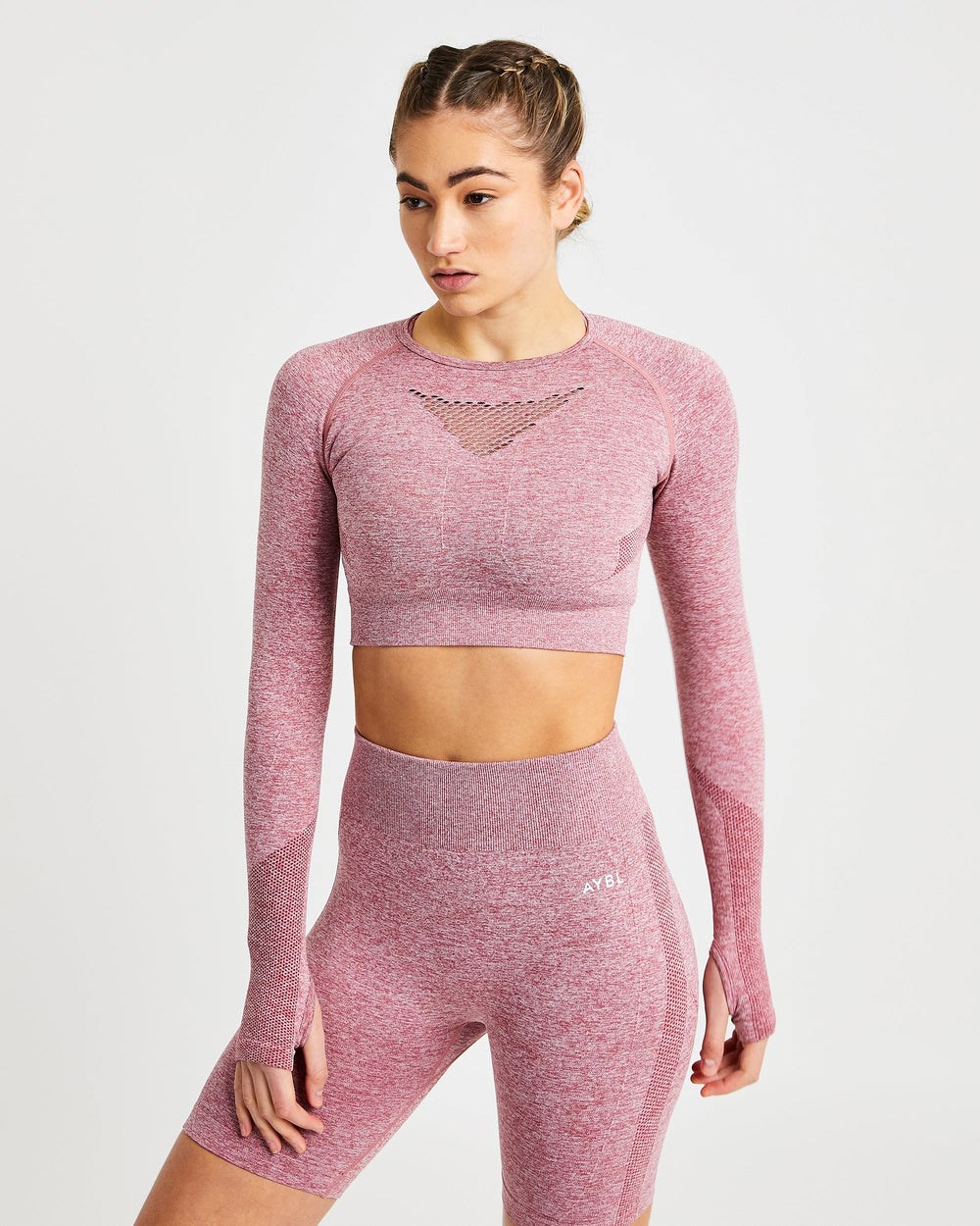 AYBL Motion Seamless Long Sleeve Crop Top Czerwone | 602349-CLJ