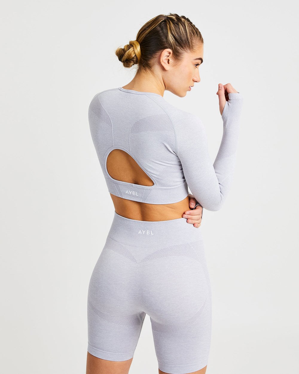 AYBL Motion Seamless Long Sleeve Crop Top Głęboka Szare | 953672-IMC