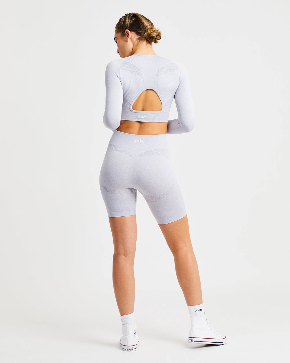 AYBL Motion Seamless Long Sleeve Crop Top Głęboka Szare | 953672-IMC