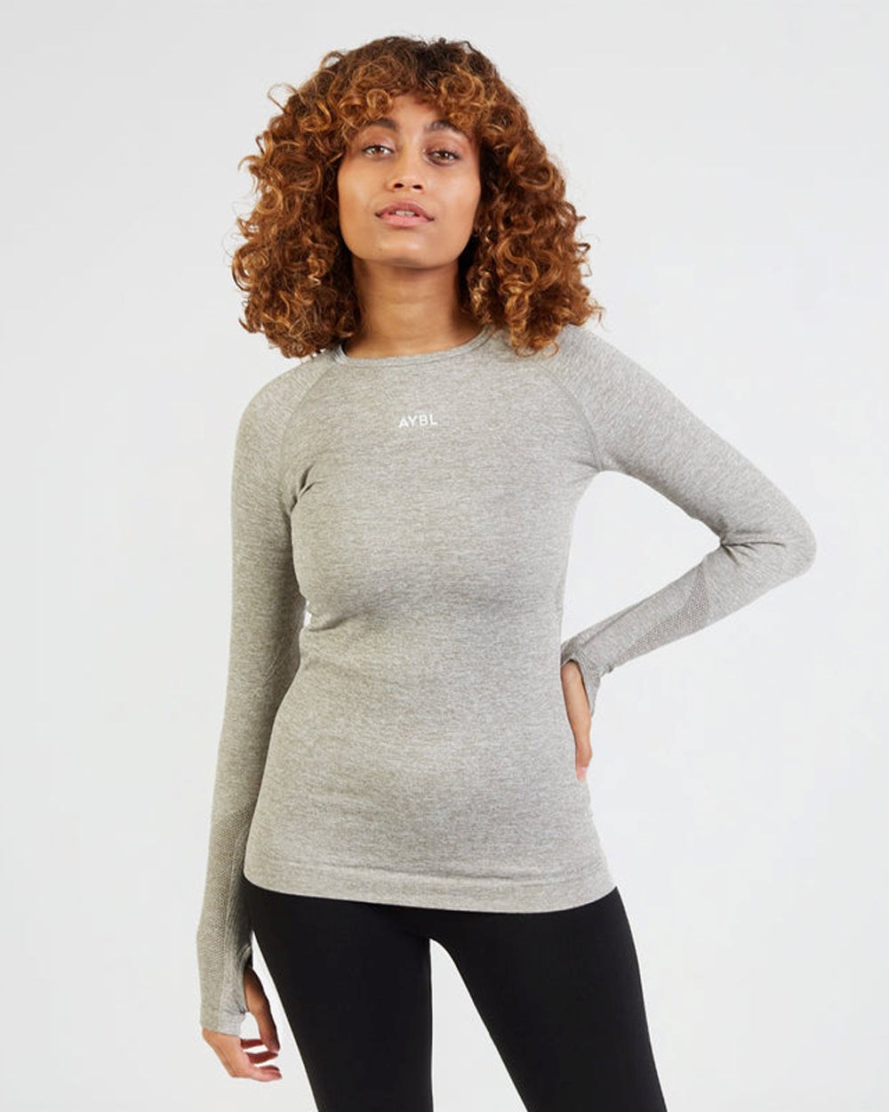 AYBL Motion Seamless Long Sleeve Top Khaki | 013754-ZKN