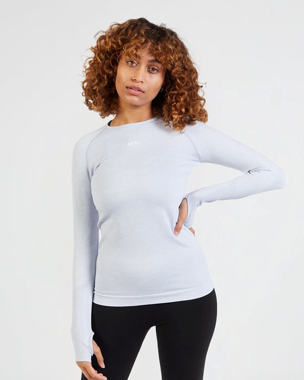 AYBL Motion Seamless Long Sleeve Top Niebieskie | 463071-VEX